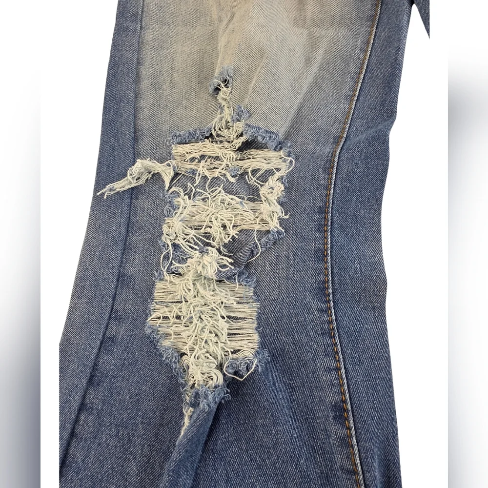 SHEIN Distressed Straight Leg Jeans Size 28 High Rise 3324-i
